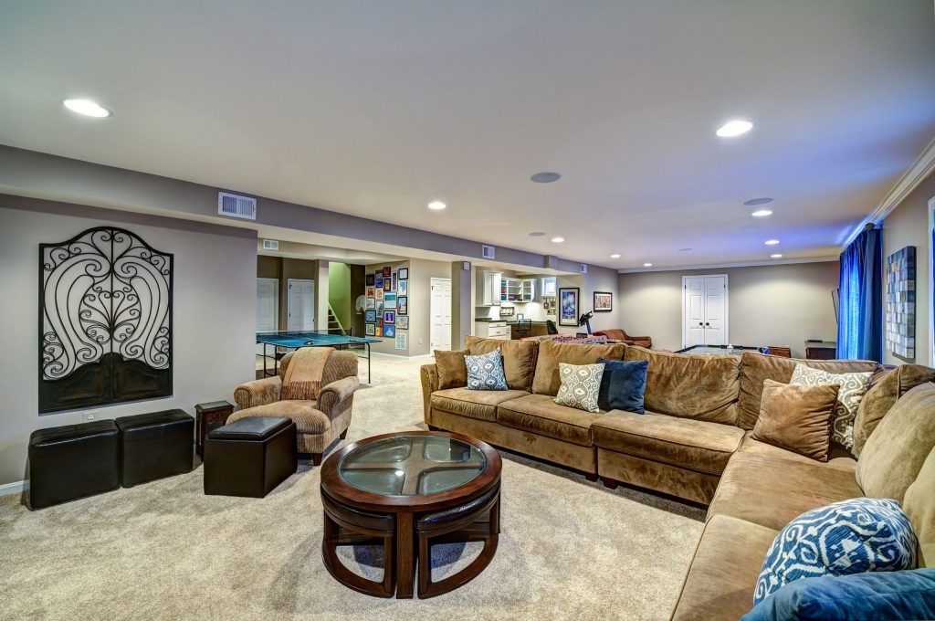 custom living room in luxury basement-basement renovation brampton